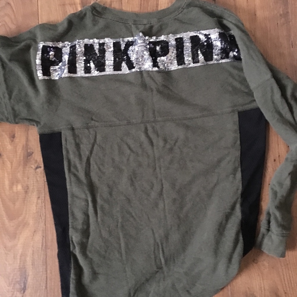 Pink sequin sweater army green